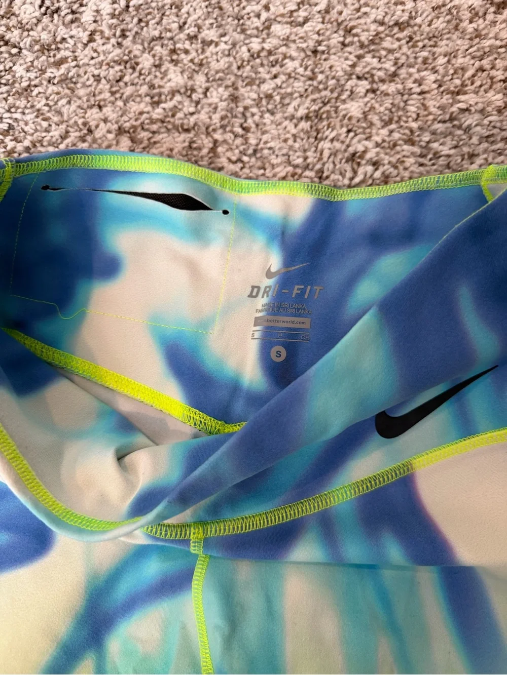 Nike Girls' Tie-Dye Leggings in Neon Yellow, Blue & Purple